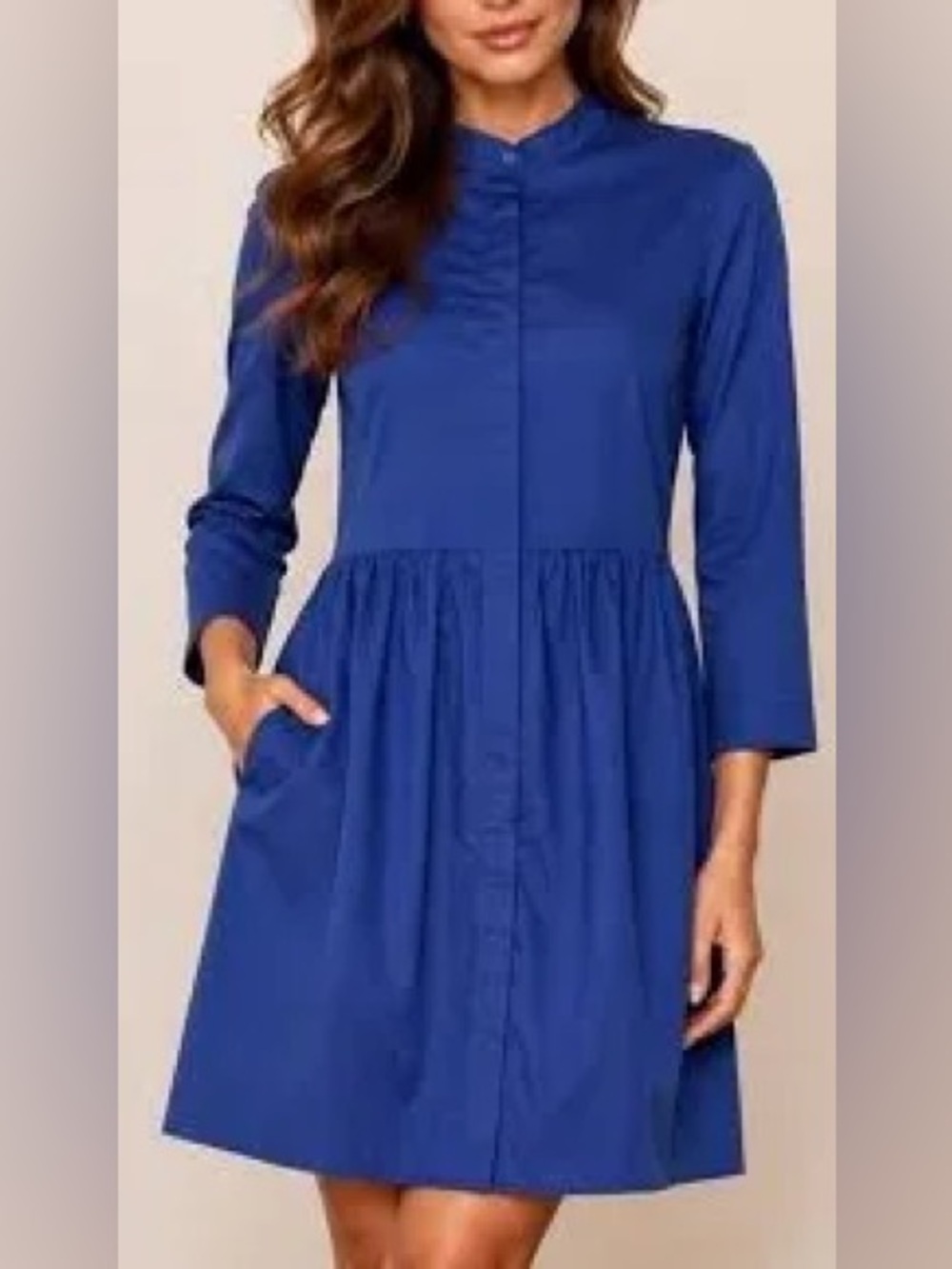 Tuckernuck Mini Shirt Dress Size XS Navy Blue 3/4 Sleeve